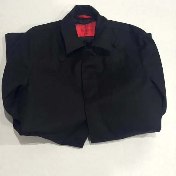 ISAIA San Gennaro Men's Black Wool Coat EU 50 Made in Italy - Picture 12 of 15